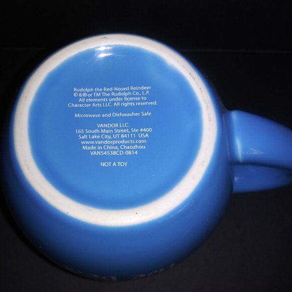 Rudolph the Red Nosed Reindeer Blue Oval Coffee Mug Hot Chocolate Teacup - Picture 6 of 8